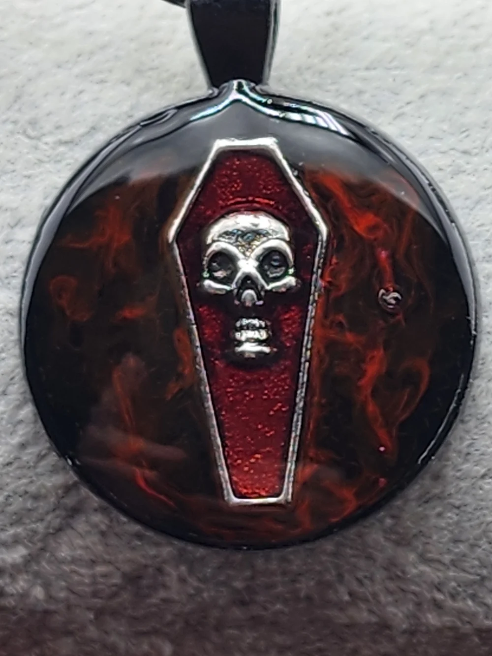 18in Adjustable Red Coffin Skull Pendant Necklace - Men's Jewelry